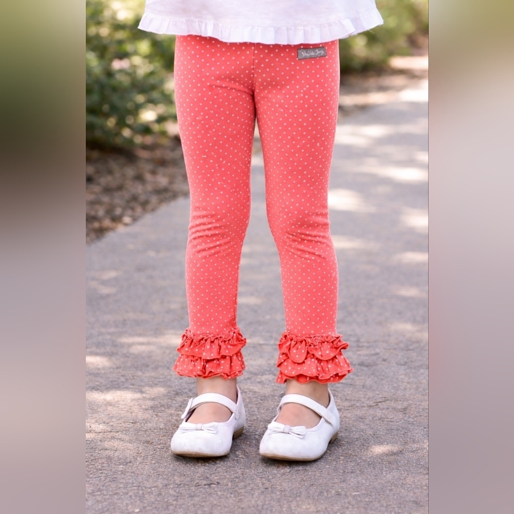 Matilda Jane Burnt Orange Polka Dot Ruffle Leggings Pants